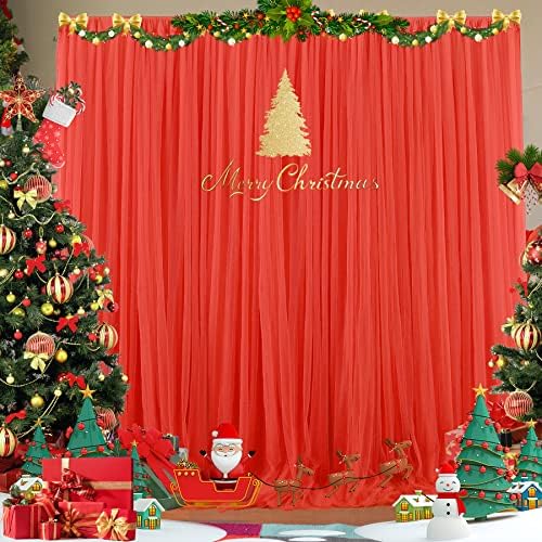 Netbros 5 X 7ft crvene zavjese u pozadini, 3 sloja zavjese za zavjese visoke gustoće, zavjese za pozadinu za fotografije za zavjese za vjenčanje, ukrasi za Božićnu zabavu