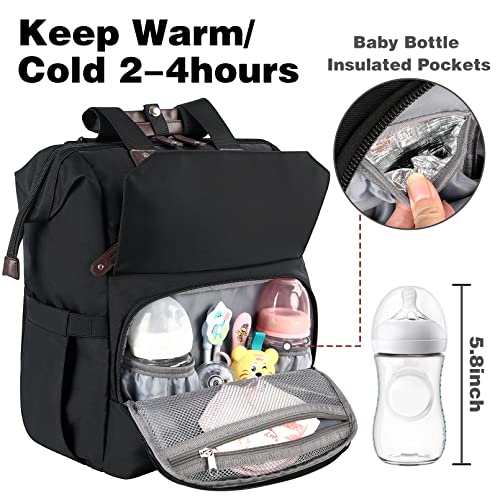 Torba za pelene ruksak, izolovani džepovi prenosive torbe za pelene za bebe sa USB priključkom za punjenje, RFID vodootporne džepne trake za kolica protiv krađe, putni ruksak Tata mama torba za pelene za djevojčice
