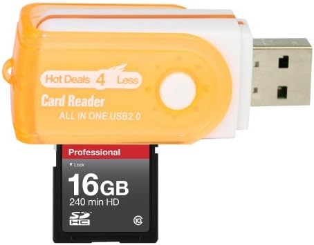 16GB klase 10 SDHC velike brzine memorijska kartica za PANASONIC LUMIX DMC FX150 DMC-F3. Savršeno za brzo kontinuirano snimanje i snimanje u HD-u. Dolazi sa Hot Deals 4 manje sve u jednom okretnom USB čitaču kartica i