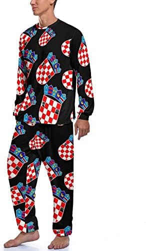 Grb Hrvatske muški pidžama Set dugih rukava pulover odjeća za spavanje Soft Loung Set Pjs za Kućna putovanja