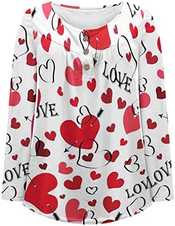 za žene Valentine majice za žene V izrez Valentine majice za žene Dugi rukav Plus Size
