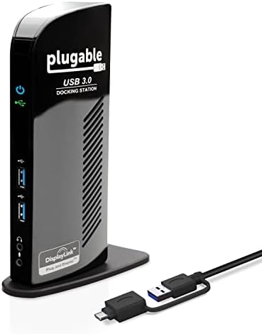 Plugable USB 3.0 Universal Laptop Docking Station Dual Monitor za Windows i Mac, USB 3.0 ili USB-C,