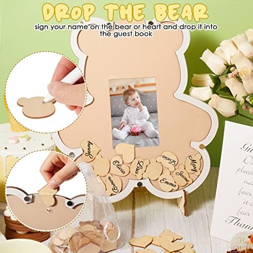 Medvjed Baby Shower Knjiga gostiju alternativa sa ukrasima okvir za fotografije možemo biserno čekati Baby Shower Prijavite se u knjigu gostiju djevojka 1. Rođendanska zabava medvjed Spol otkriva tuš