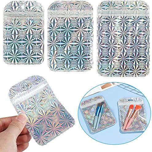 Šik & amp;TNK 50kom/pakovanje vrećica za pakovanje ravna sol za kupanje kozmetička jednostrana prozirna holografska Mini Aluminijska