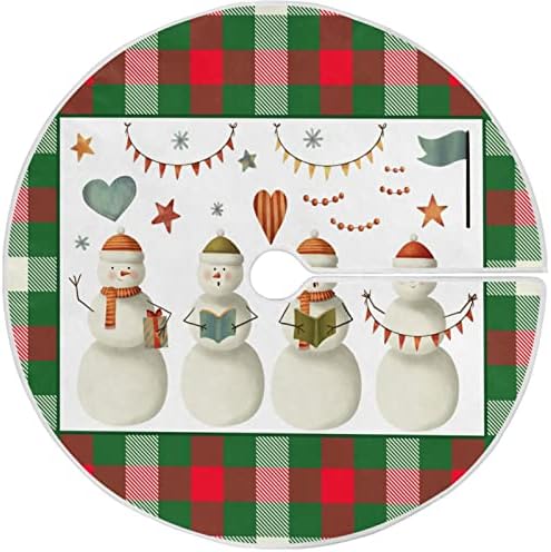 Oarencol Christmas Snowman Bufonilo Red Green Plaid Hearts Stars Christmas Drvo suknje 36 inčni Xmas Holiday Party Detaos Detaos