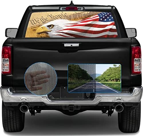 Willovie Truck Zadnji prozor Perforirani naljepnica Američka zastava Eagle - Mi ljudi odgovara većini kamiona, SUV, automobili - Patriotski ukras perforiranog vinilne naljepnice veličine 66 x 20