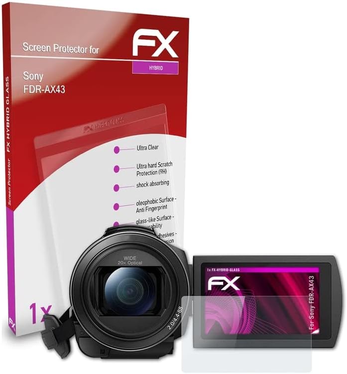 ATFolix plastični stakleni zaštitni film kompatibilan sa Sony FDR-AX43 zaštitnikom stakla, 9h hibridnog stakla FX Staklena zaštitnika