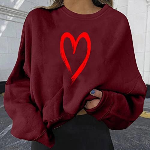 Ženska mišerica za klicanje srca plus veličina casual dugih rukava za bluza s dugim rukavima opuštena fit pulover zimska topla odjeća