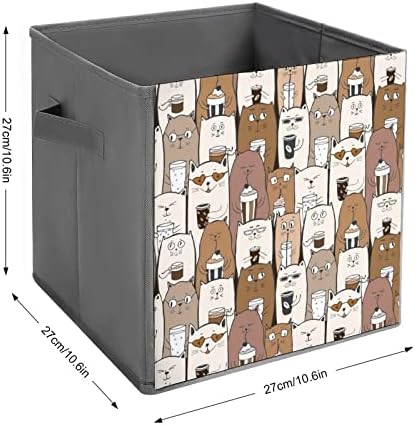 Nudquio smiješne slatke mačke sklopive kante za odlaganje sklopive kutije kocka tkanine jednostavan organizator sa ručkama za odjeću za kućne spavaće sobe Igračke Knjige 10 x 10 inča