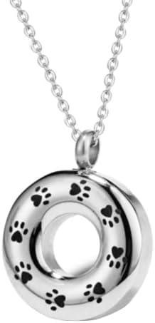 DOTUIARG Paw Print urna ogrlica za psa mačka pepeo za kućne ljubimce okrugli urn privezak od nerđajućeg čelika Memorijalni pepeo nakit za uspomenu