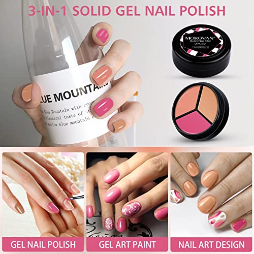 Morovan 3 u 1 komplet Gel lakova za nokte-čvrsti Gel lak za nokte Soak Off Gel krema paleta LED za Nail Art DIY Salon početni manikir