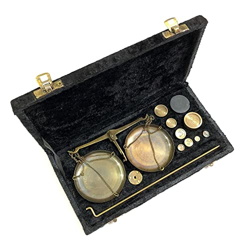 Vintage Art Vintage Antique Mesing nakit sa baršunastim kutijama zlatara za težinu, nivoi izdržavajući alat s težinom Balanca Početna Dekor -100gram 8,7 x 5 x 1 inča