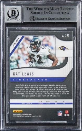 Ravens Ray Lewis potpisan 2019. Panini Prizm Disco 273 kartica Auto 10! Bas ploča - nogometna ploča s autogramiranim karticama