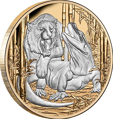 2022 DE Apex Predators Powercoin Komodo Dragon i Tiger 5 oz Silver Coin 10 $ Niue 2022 Dokaz