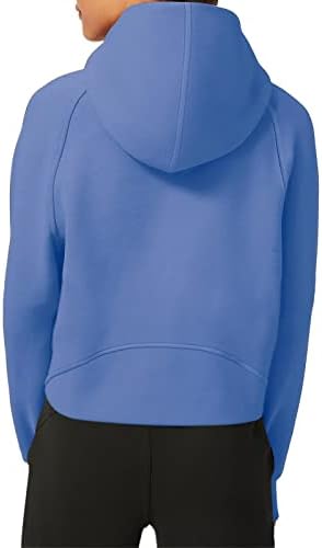 Laslulu ženske dukseve Fleece obložen ovratnik pulover 1/2 Zipper dukseri dugih rukava gornji rukav džemper palac rupa
