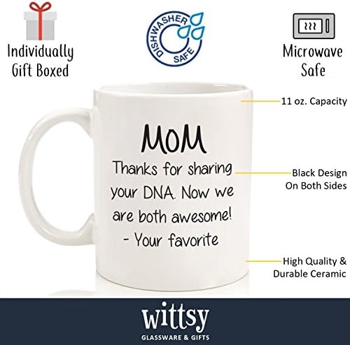 Pokloni za Majčin dan od kćeri, sina-Mama, dijeljenje vaše DNK smiješne šalice za kafu - sjajni pokloni za mamu od omiljenog djeteta, djece-najbolji mamini pokloni-jedinstvena ideja rođendanskog poklona za geg-Cool novelty Cup