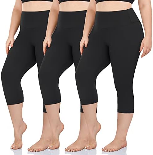 Groteen 3 Pack Plus Veličina kaprimkim gamašima za žene visokog struka Tummy Control Sthetsy Work Yoga Hlače