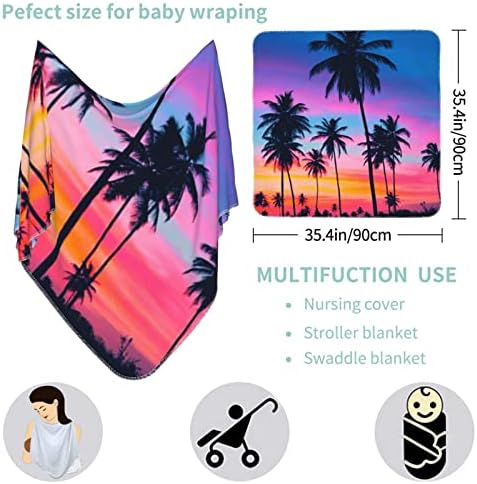 Waymay palm Tree Sunset Baby prekrivač koji prima pokrivač za novorođenčad novorođenčad swaddle pokrivaju vrtić