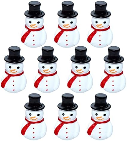 Toddmomy 10pcs Božićni mikro krajobrazni ukras, božićne mini smole snjegovine figurice s gornjim šeširom za Xmas Home Party Toppers Decor, crna