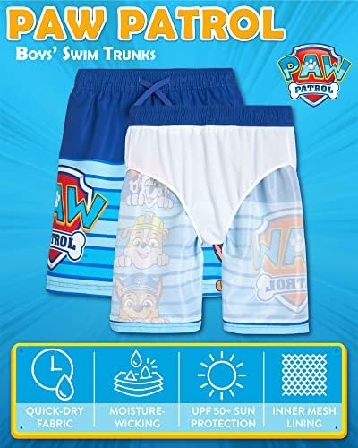 Nickelodeon Paw Patrol muške kupaće gaće-Chase, Marshall, Rubble - Dječiji UPF 50+ kupaći kostim za dječake
