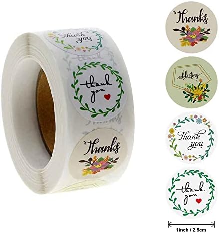 DengKai 500kom Hvala cvjetna naljepnica za uređenje Vjenčanja / ručno izrađene samoljepljive naljepnice za zaptivanje paketa za torbe/kutija / pokloni #3
