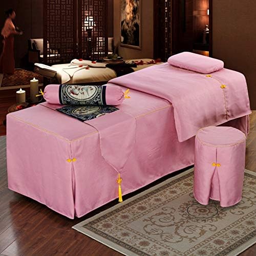 Čisti Setovi listova za masažu u boji, jednostavni prozračni kozmetički prekrivač pamučni i laneni salonski prekrivač sa rupom za naslon za lice-Pink 70x190cm