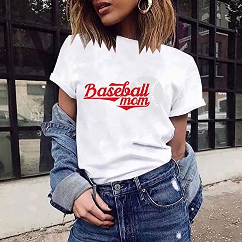 Ženski vrhovi Ljeto Baseball mama slova T majice Kratki rukav okrugli vrat Casual majice