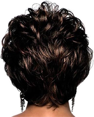 Andongnywell kratke Perike od prirodne ljudske kose pahuljasta valovita perika za žene svakodnevna upotreba s perikom za kosu