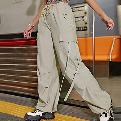 Keusn Baggy Cargo hlače za žene Trendy Ravne široke noge Parachute hlače labave jogger teretne hlače Srednja odjeća s ulicom