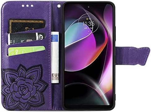 COTDINFOR kompatibilan sa Motorola Moto G Stylus 5G 2022 futrolom Glitter Bling sa držačem za kartice i postoljem od kože Flip Wallet Diamond Butterfly zaštitna torbica za Moto G Stylus 5G 2022 Crystal Purple