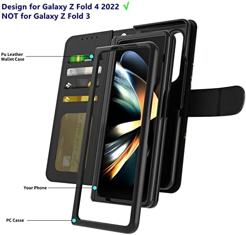 NKase za Samsung Galaxy Z Fold 4 Case 2022, Samsung Z Fold 4 case Wallet Flip Cover 4 držač kartice slota Galaxy Z Fold 4 Case koža