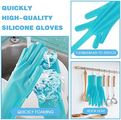 WLLHYF silikonske rukavice za pranje posuđa 2kom gumene rukavice za ribanje rukavice za višekratnu upotrebu rukavice za čišćenje rukavice za pranje za kuhinju