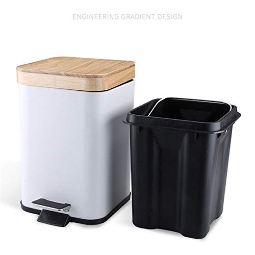 Zukeeljeljt smeće može smeće može kućna kuhinja drvena kanta za smeće s poklopcem metalnim bijelim stopama kantu 3L, sa poklopcem,