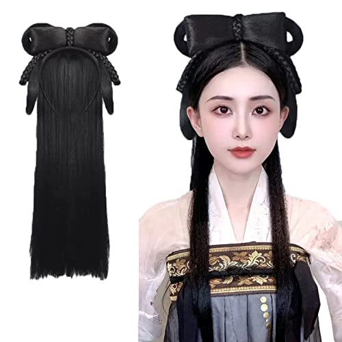 KUFEIUP ženski drevni kineski Hanfu stil trake za glavu perika Bun dodatak za kosu