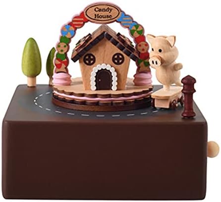 FBVCDX Little svinjska slatka crtana drvena muzička kutija Dječji model Soba ukras Music Box