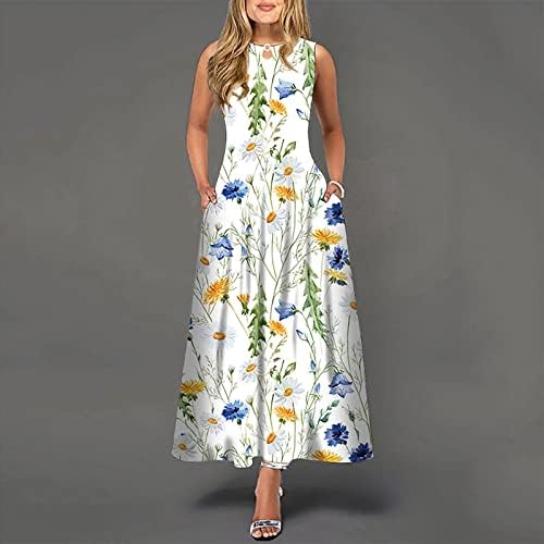 COTECRAM Ljetne haljine za žene 2023 Odmor na plaži Boho Spaghetti remen Casual Maxi haljina plus size Havajski