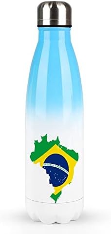 Mapa Brazil Flag Funny Bottle Tumbler Sportska krigla sa poklopcem za bicikl Teret Početna ured plava / ružičasta
