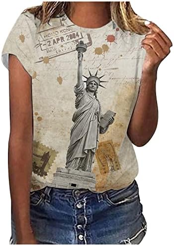 Četvrtih srpnja Košulje za žene Ljetna nezavisnost vrhova majica okruglog vrata kratkih rukava patriotski tunički bluze