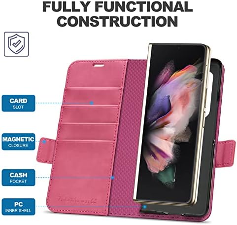 Tucch Case Novčanik za Galaxy Z Fold4 5g, PU kožna futrola sa S olovkom [RFID Blokiranje] Stalak [držači kartice], magnetski novčanik
