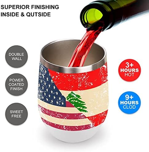 SAD i libanonska retro zastava šalica za kafu od nehrđajućeg čelika šalica za piće sa poklopcima za rođendanski dizajn poklona 12 oz