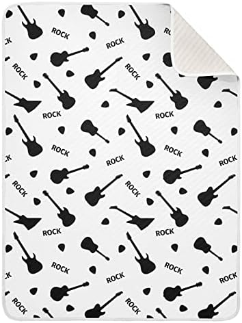 Swaddle pokrivače Guitare Rock Pamučni pokrivač za dojenčad, prepun ćebe, lagana mekana prekrivačica za krevetić, kolica, rakete, 30x40 u bijeloj boji