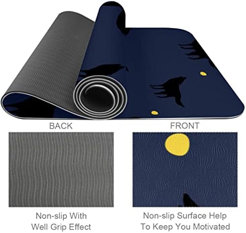 6mm Extra Thick Yoga Mat, Black Wolf oblik Print Eco-Friendly TPE vježbe Mats Pilates Mat sa za jogu, trening, Core Fitness i Kat