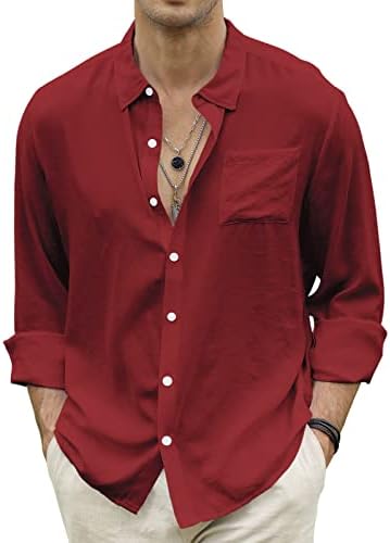 CTU Muška Moda Ljeto Casual dugme down Shirt dugi rukav jednobojne majice za odmor na plaži