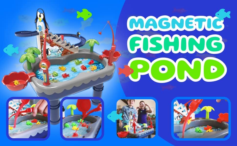TIDO igračka za djecu - Party igračka sa ribolovnim stubovima, ribama plivanja, pingvini i još mnogo toga. za Toddler Starost 3 4