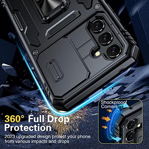 Otvor za Samsung A54 5g, Galaxy A54 5G futrola sa [360 ° Podesivim Kickstandom] [2 x 9h Zaštitni zaslon] Zaštitni naklonjeni za zaštitu od teške dužnosti za Samsung Galaxy A54 6.4inch-crna