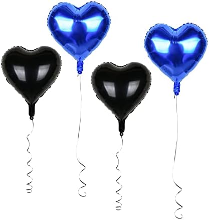 Mefuny 18inch Royal plava crna crna folija u obliku srca mylar baloni za rođendanski zabava za vjenčanje Valentinovo dekoracija za