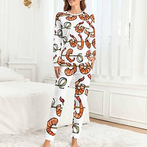 Kebab od škampa ženski pidžama Set dugih rukava odijelo za spavanje Pjs Lounge Set sa džepom
