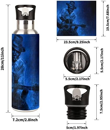 Pardick Sportska boca sa slamkom gitara gitara glazbenim izoliranim dvostrukim zidom od nehrđajućeg čelika boca za vodu za djevojčice 20 oz za višekratnu tehniku ​​za školsku teretanu bicikl