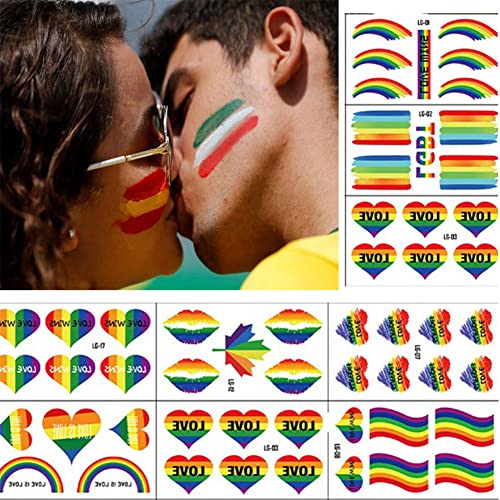 MDRTIRIM 123 komada Pride Tattoos Gay Pride Tattoos Rainbow Privremene tetovaže Šareno srce Vodootporno dugotrajno za Gay Pride Prava