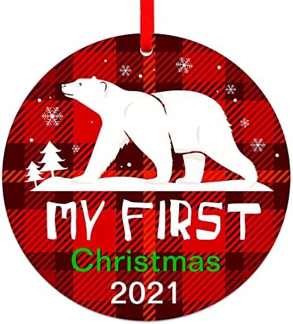 WhatSign Babys prvi Božić Ornament 2021 moj prvi Božić Ornament slatka Polarni medvjed Ornament bebe 1. božićno drvo ukrasi ukrasi za Baby Boy Girl New Born